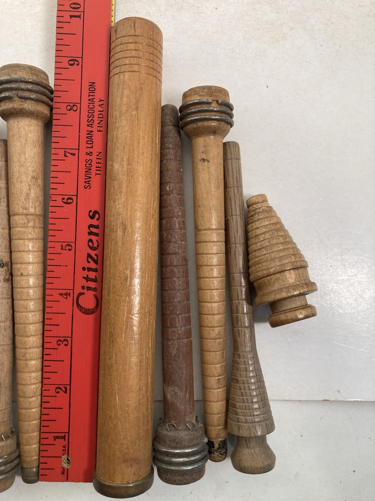 Wood Bobbins Spools Industrial Style 3"-9.75" Wooden Quills Mixed Lot-10