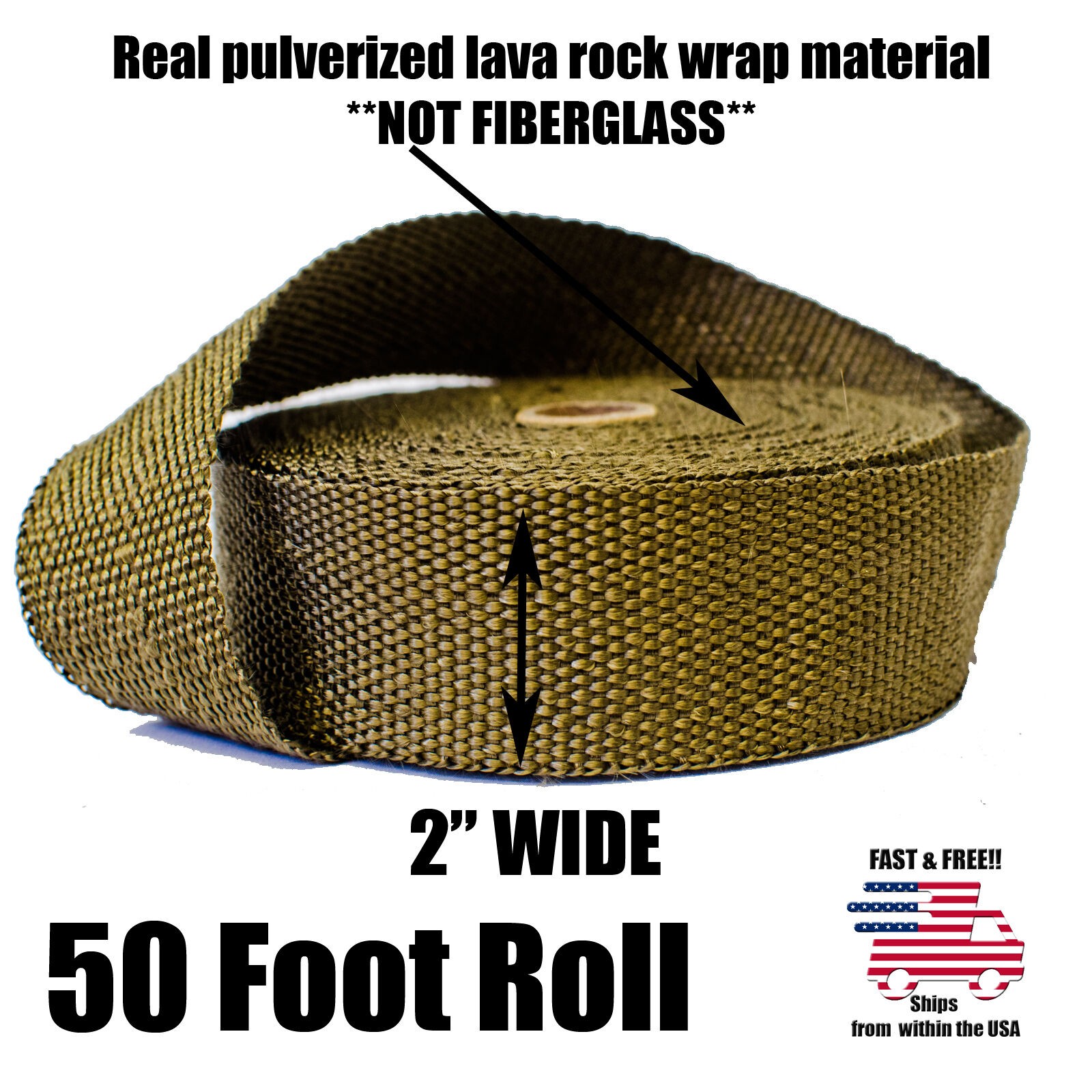 2" x 50FT +10 Ties Kit Motorcycle Universal Exhaust Lava Manifold Heat Wrap Tape