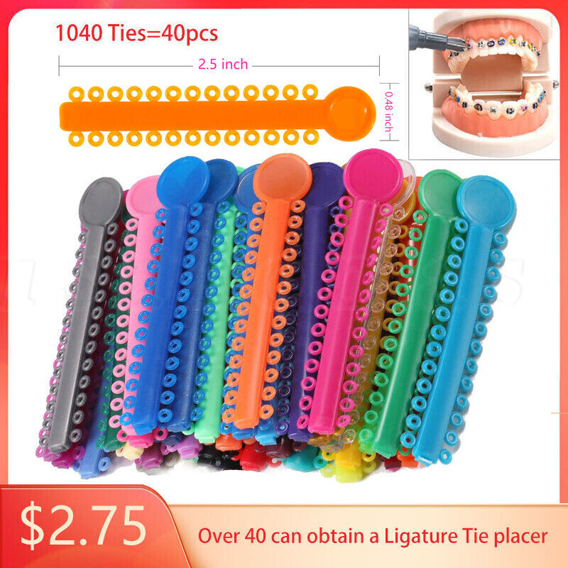 1040 Unids / bolsa Dental Lazos De Ligadura Elástica De Ortodoncia 43 Colores