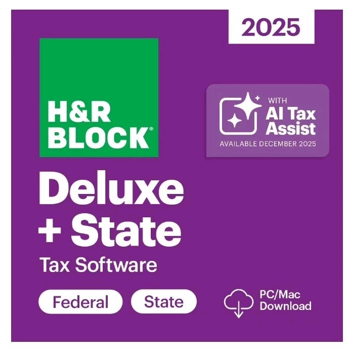 H&R Block Deluxe & State 2025 Tax Software 5 Fed E-file(Sent By eBay Chat)PC/MAC