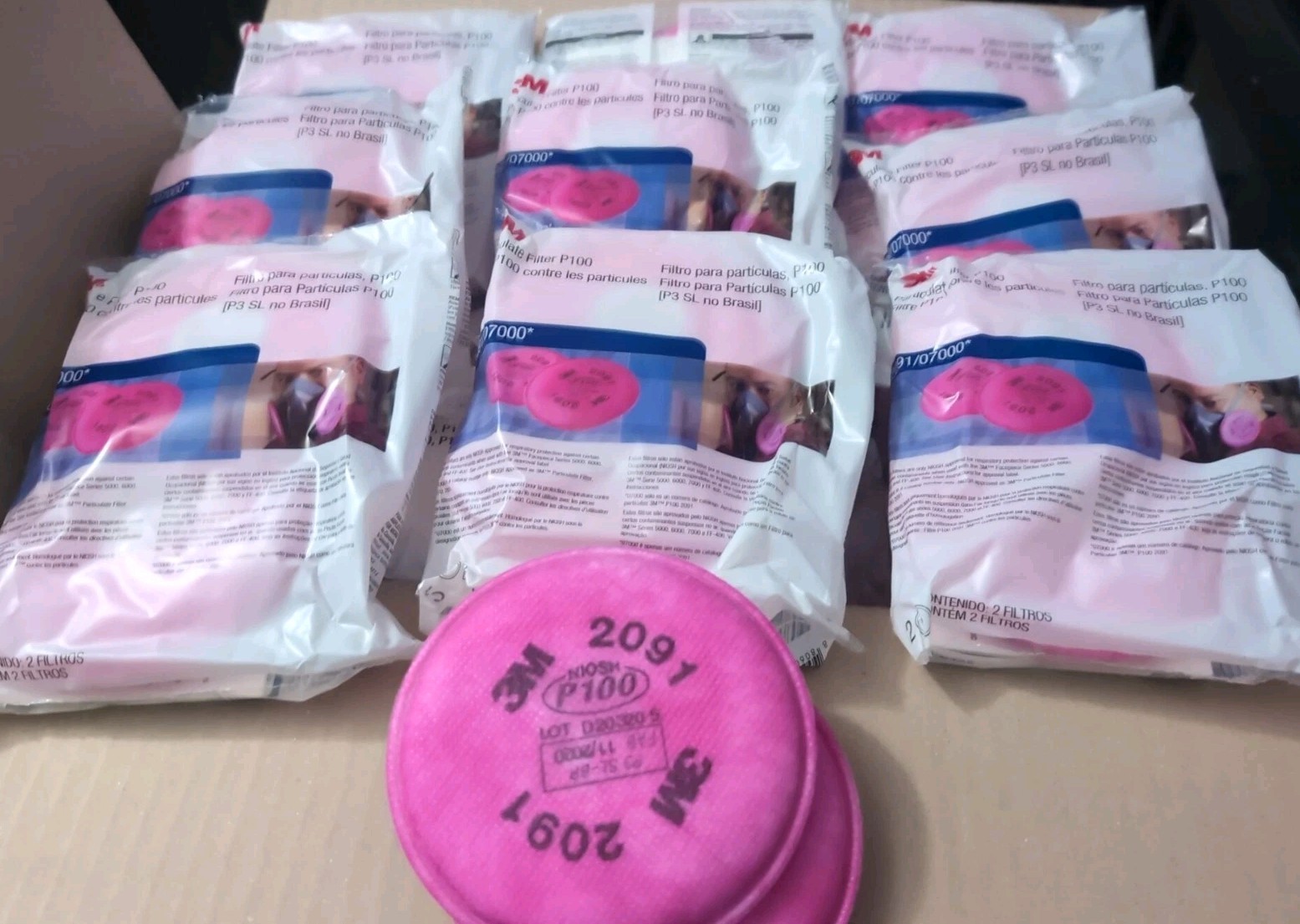 10 3M 2091 NIOSH P100 Particulate Filter  07000 Free Shipping Lot Of Ten Pairs