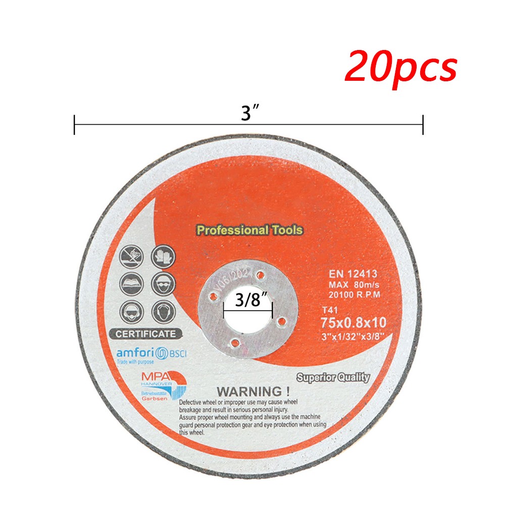 20Pcs Cut Off Wheels 3 Inch x 1/32 Inch x 3/8 Inch Arbor Cutting Discs New