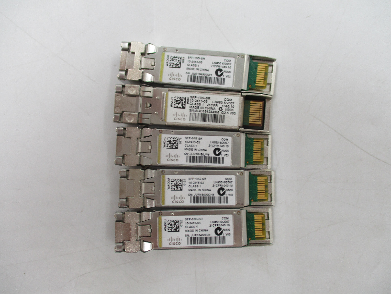 Lot of 5 Cisco 10G SFP+ 850nm 300m Transceiver Module P/N: SFP-10G-SR-10-2415-03