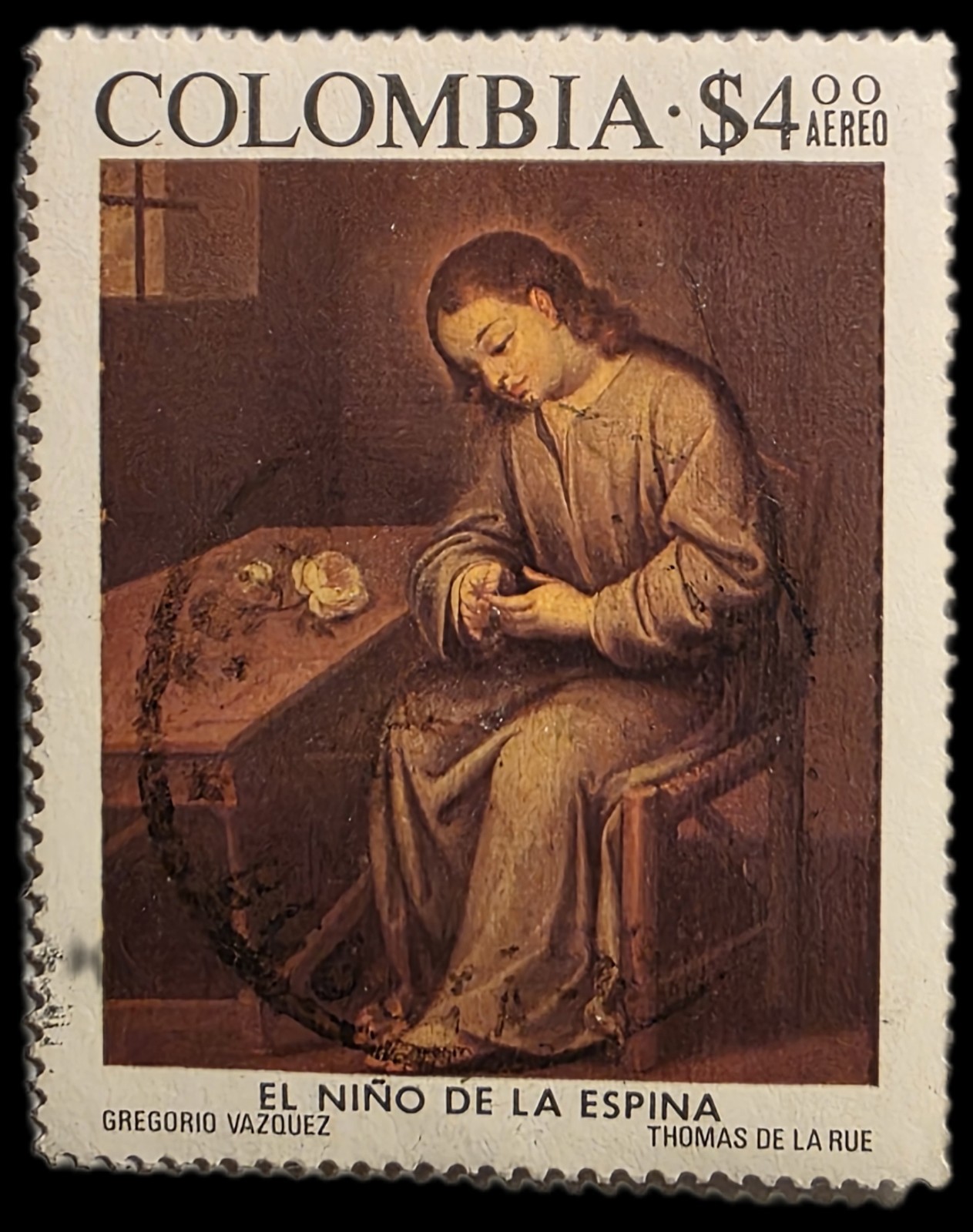 Colombia 1975, El Nino de la Espina, 4 Pesos Used Stamp, Sc-#C617, FREE SHIPPING