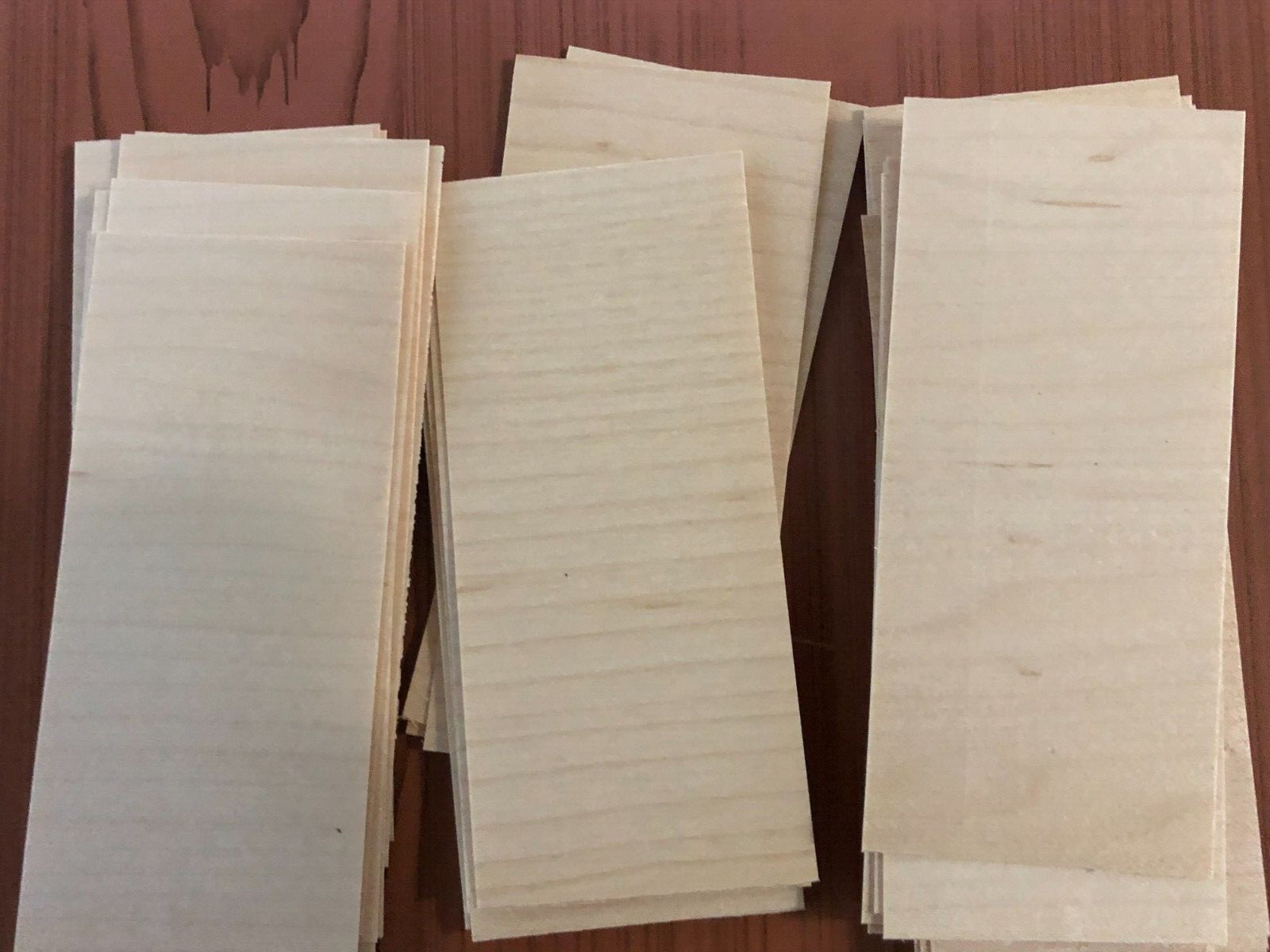50 CROSS CUT MAPLE Wood Veneer pieces 4.5" x 2" fingerboard 1/42" thickness