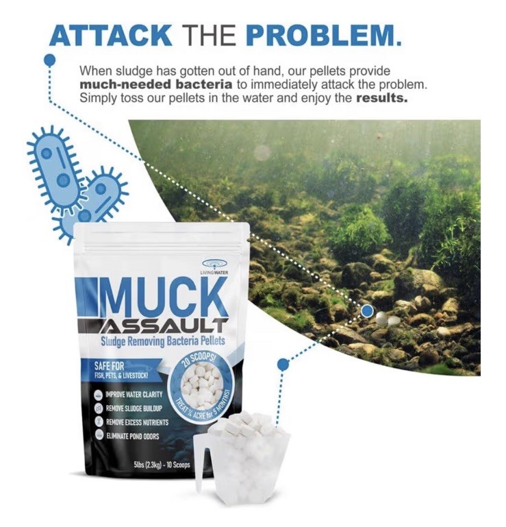 Muck Assault Sludge Removing bacteria Pellets 5lb Bag For Ponds