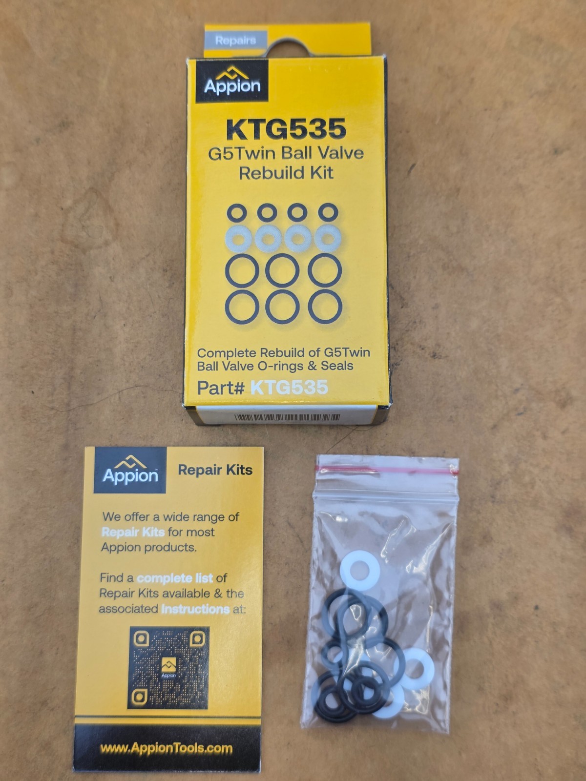 APPION PART# KTG535, COMPLETE REBUILD OF G5 TWIN BALL VALVE O-RINGS & SEALS