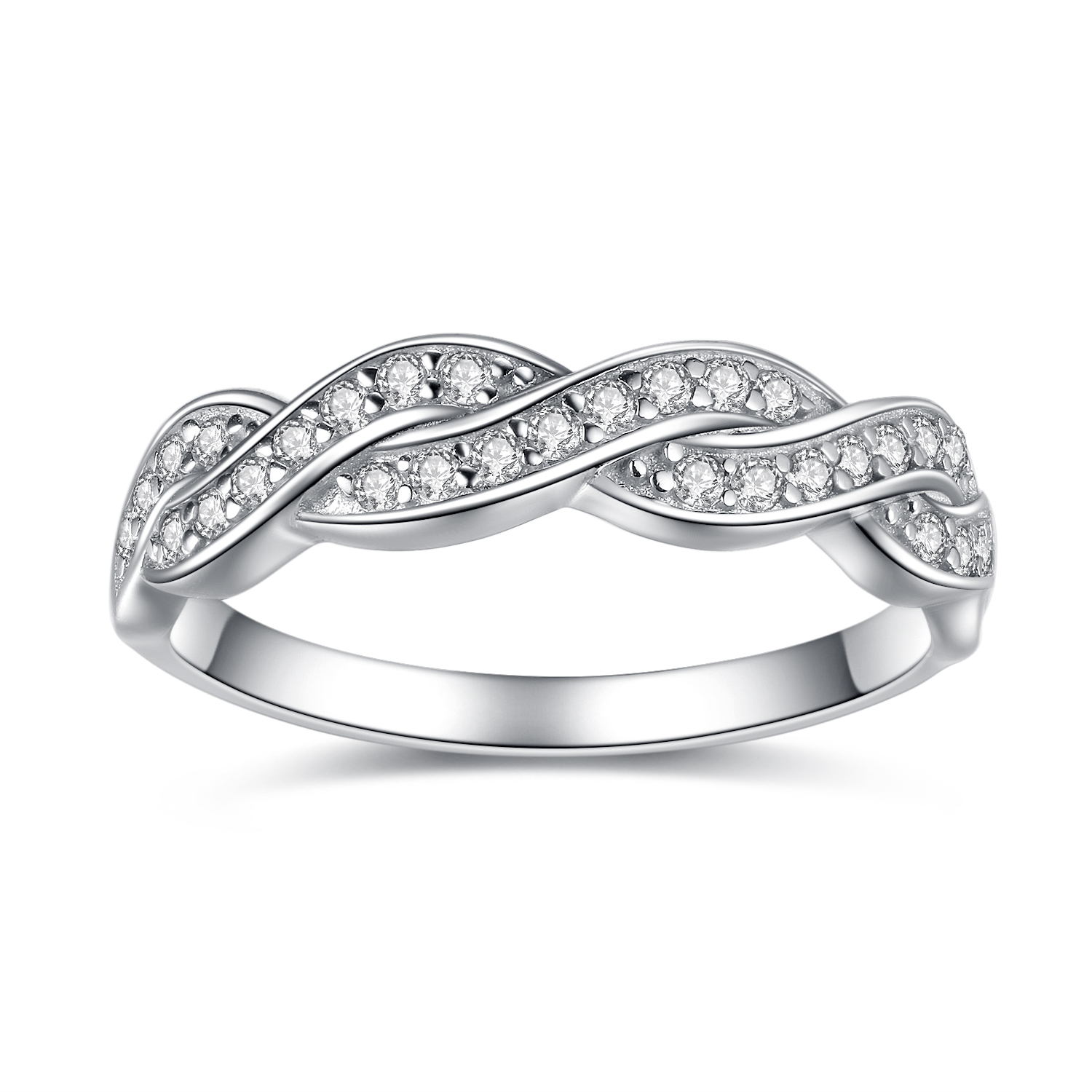 His Hers Sterling Silver CZ Infinity Couple Wedding Engagement Rings & Band Set