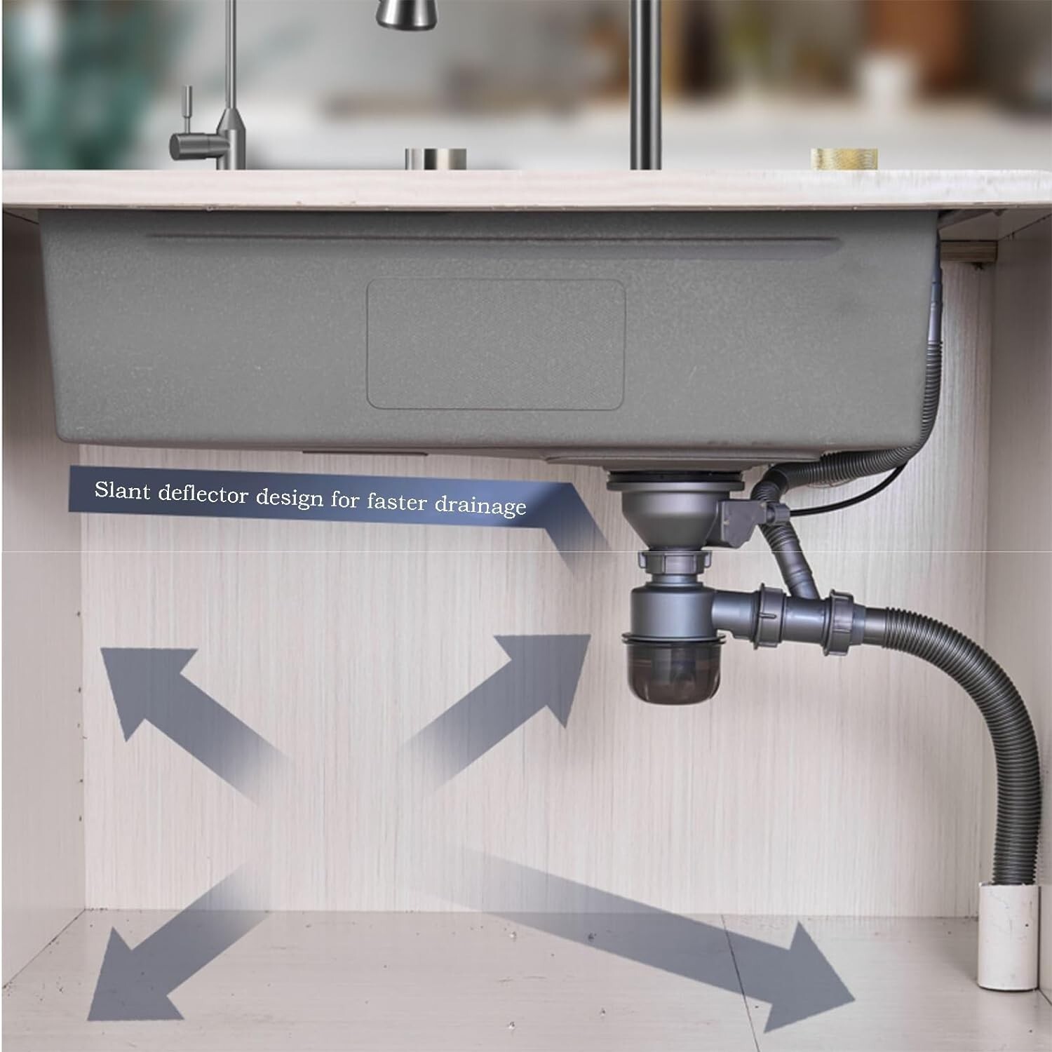 Flying Rain Stainles Steel Watefall Kitchen Sink w PullDown Faucet Gray 31.5INCH