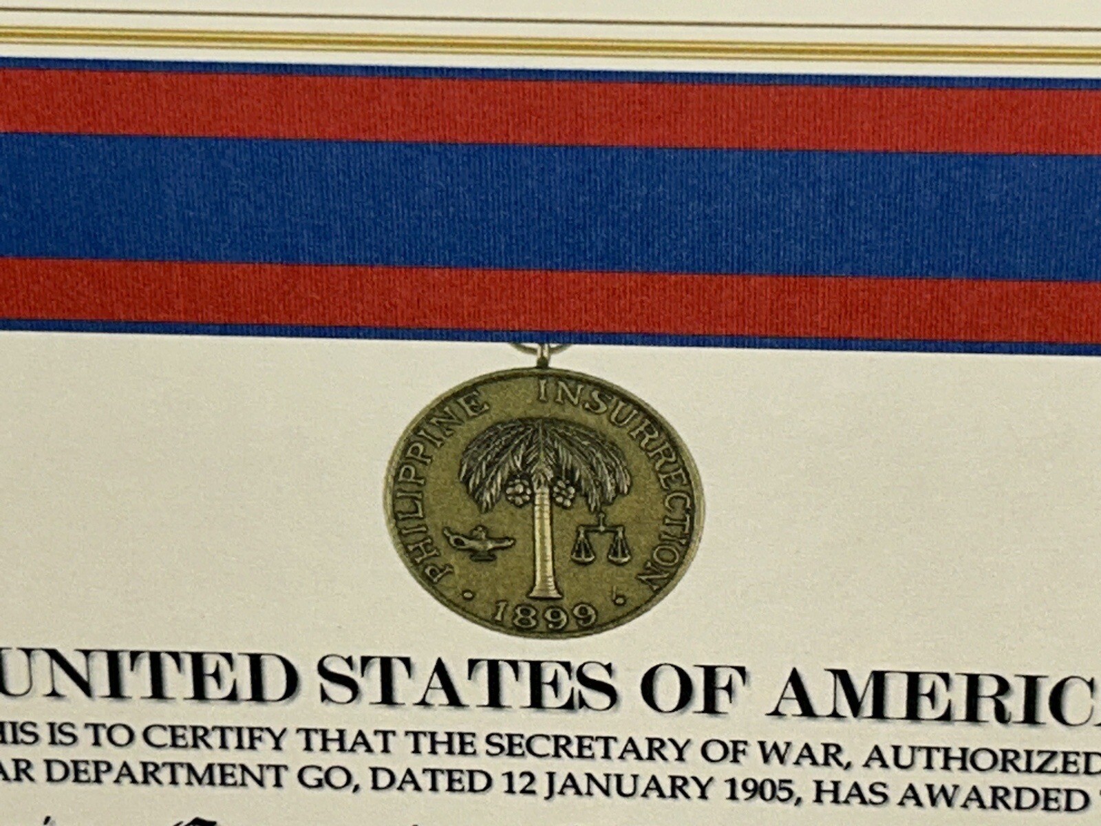 PHILIPPINE CAMPAIGN (ARMY) COMMEMORATIVE MEDAL CERTIFICATE ~ W/PRINTING TYPE-1