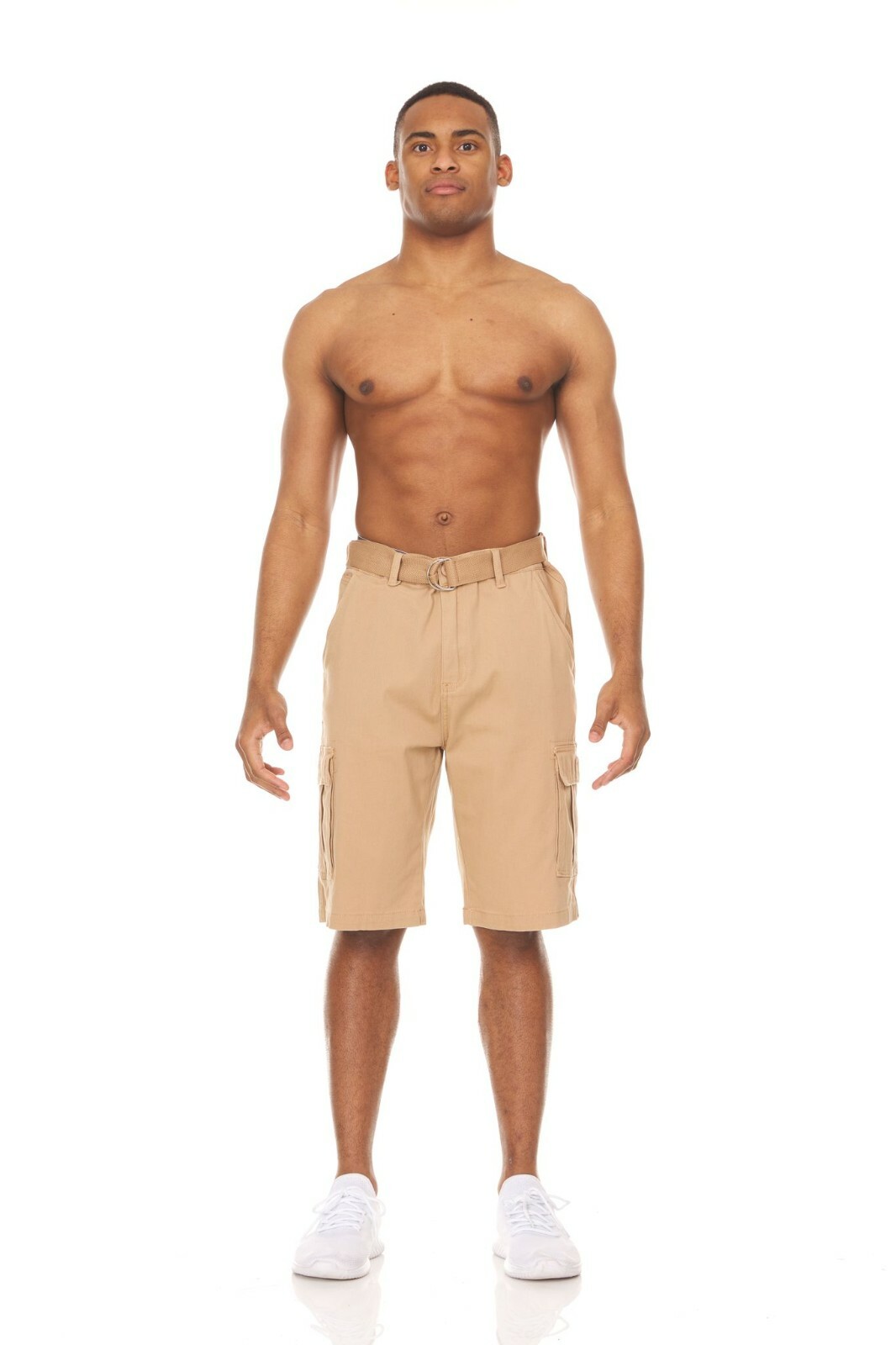 2 PACK: Men’s Cargo Shorts Casual Cotton Twill Multi Pockets Lightweight Belted