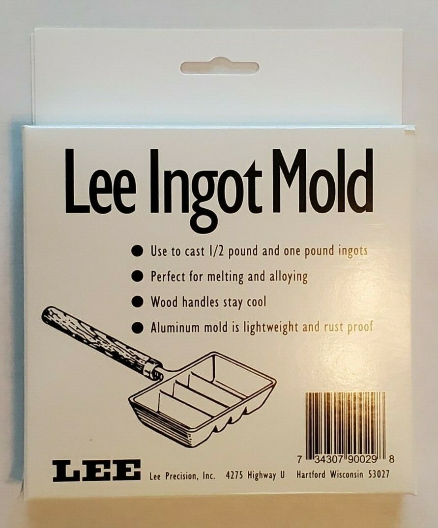 Lee 90029 Ingot 4 Cavity Mold w/Wood Handle Casts 1/2 lb/1 lb Ingots Rustproof