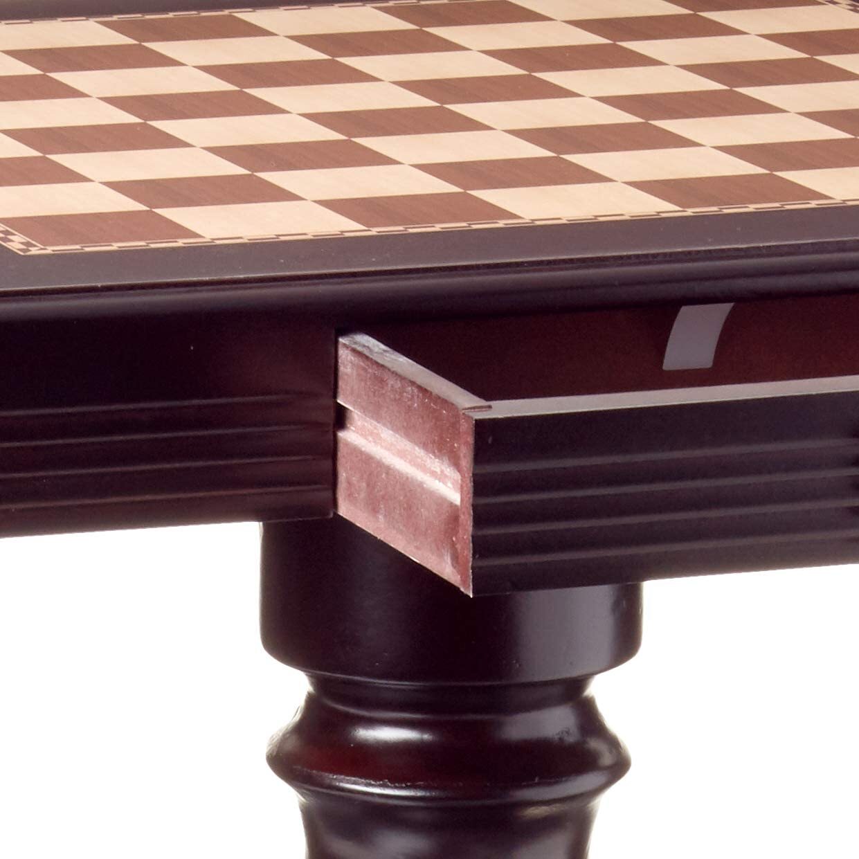 Solid Wood Pedestal Chess Game End Table Board Top Mahogany Finish Side Accent