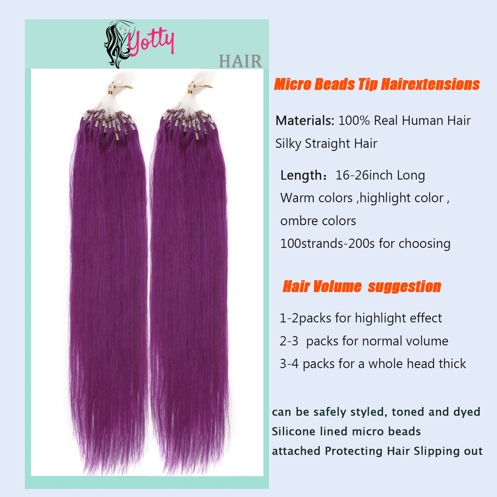 Micro Ring Loop Tip Remy Human Hair Extensions Straight Micro Beads Link Hair US