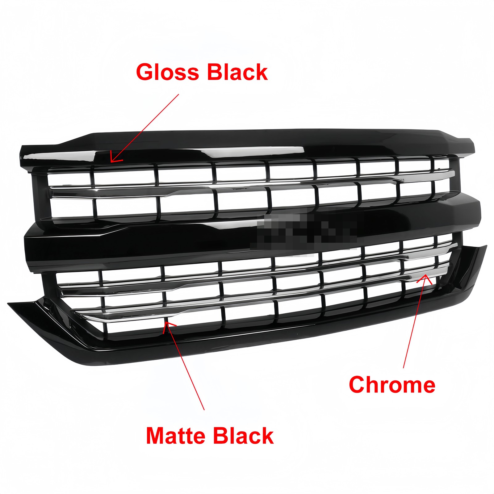 For 2016 2017 2018 Chevy Silverado 1500 Z71 Front Upper Grille Grill Gloss Black