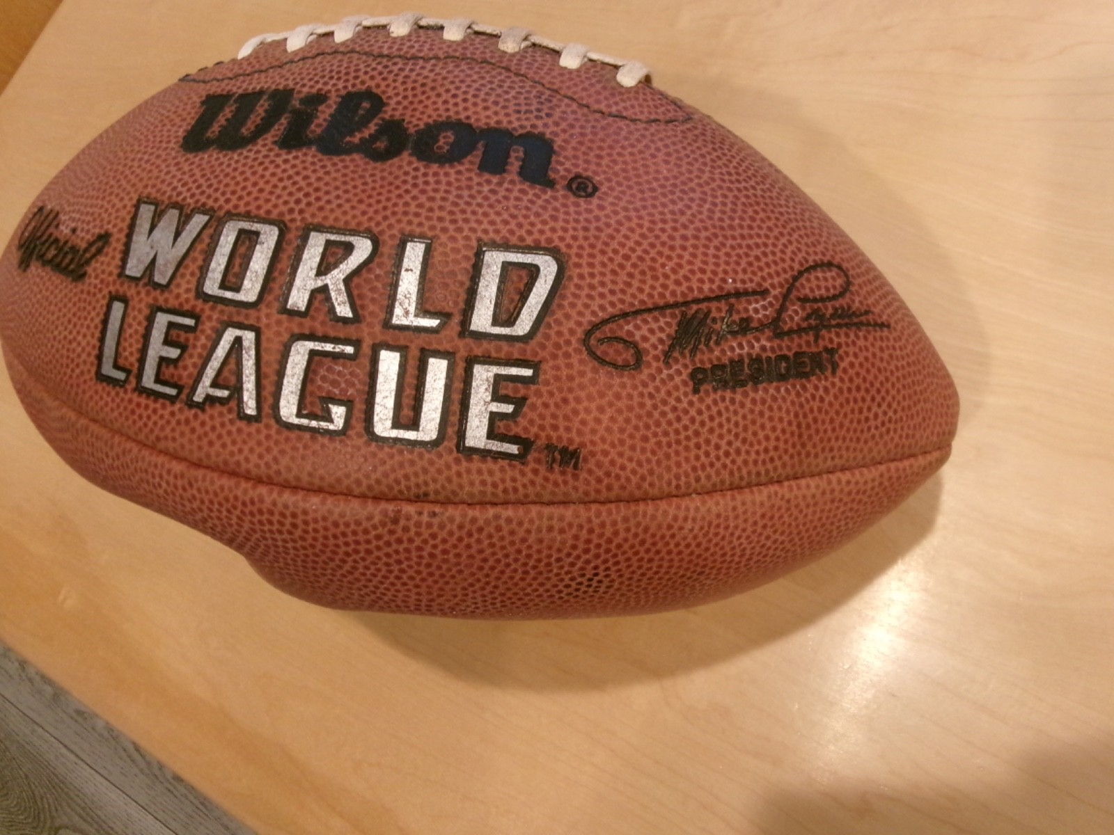 1990 game used Wilson official World League Football Mike Lynn president