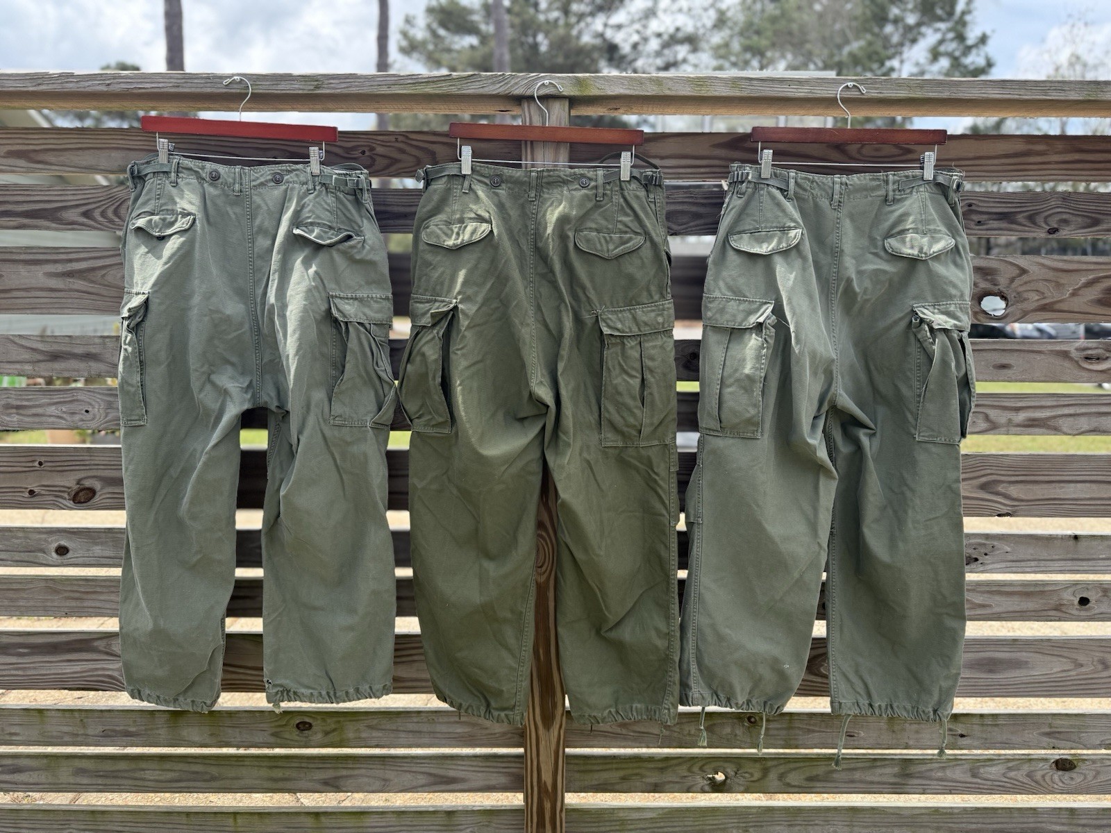 US Military M-1951 Field Trousers Korean War Era Regular Medium Green - 3 pairs