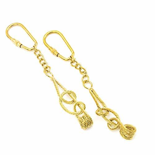 Knotted Key Chain Nautical Solid Brass Carabiner Split Ring Pirate Maritime Gift