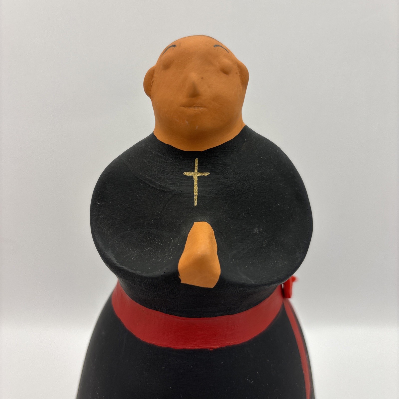 Southwest Clay Pottery Praying Monk Figure Bell