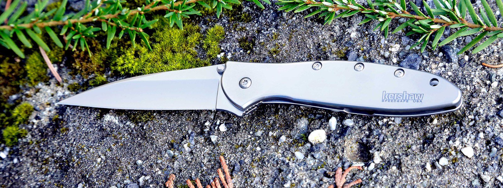 1660 Kershaw Leek Knife silver plain Blade New Flag Logo Blem assisted opener