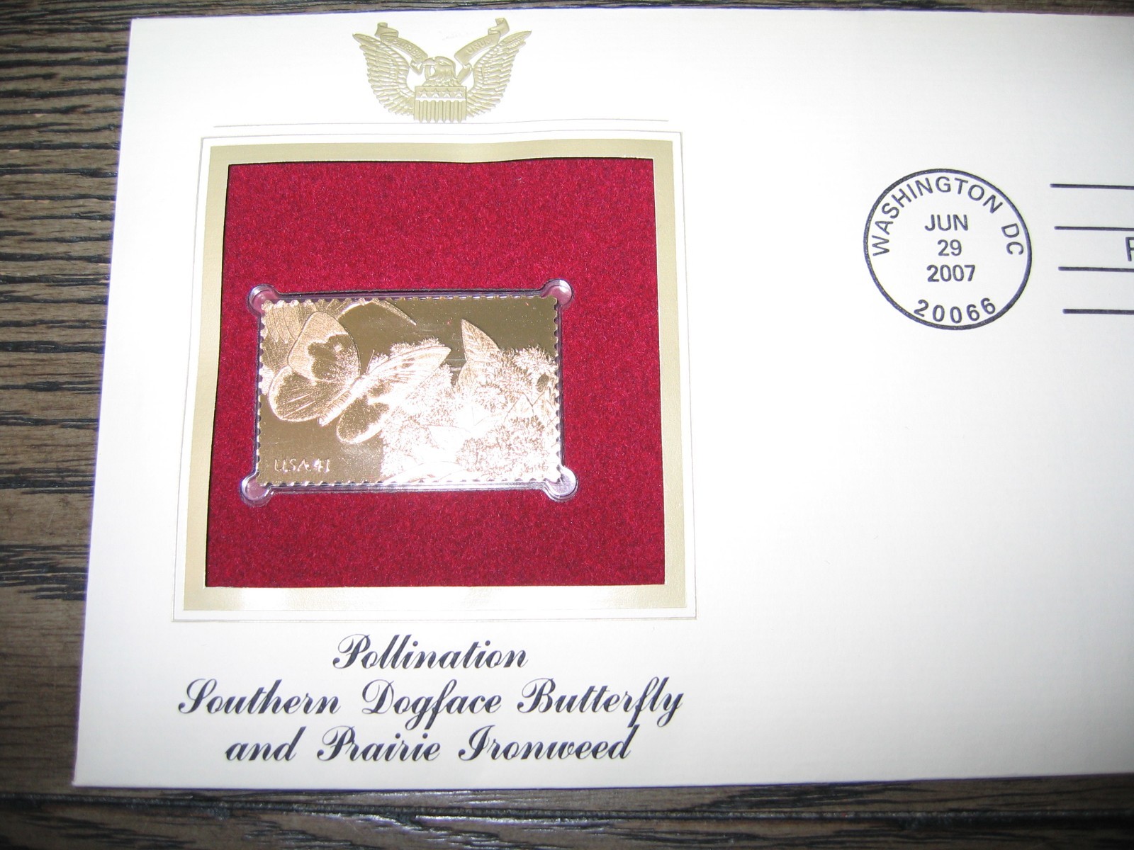 2007 Southern Dogface Butterfly Prairie Ironweed Golden Replica Cover Stamp