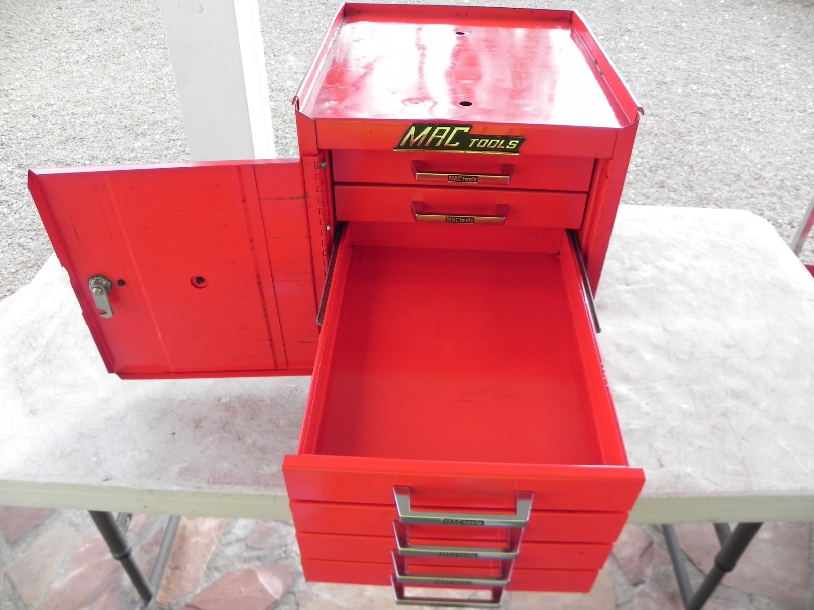 Vintage Mac Tools MB302 H3 6 Drawer Mini Side Cabinet Red USA 2 Keys (NICE)