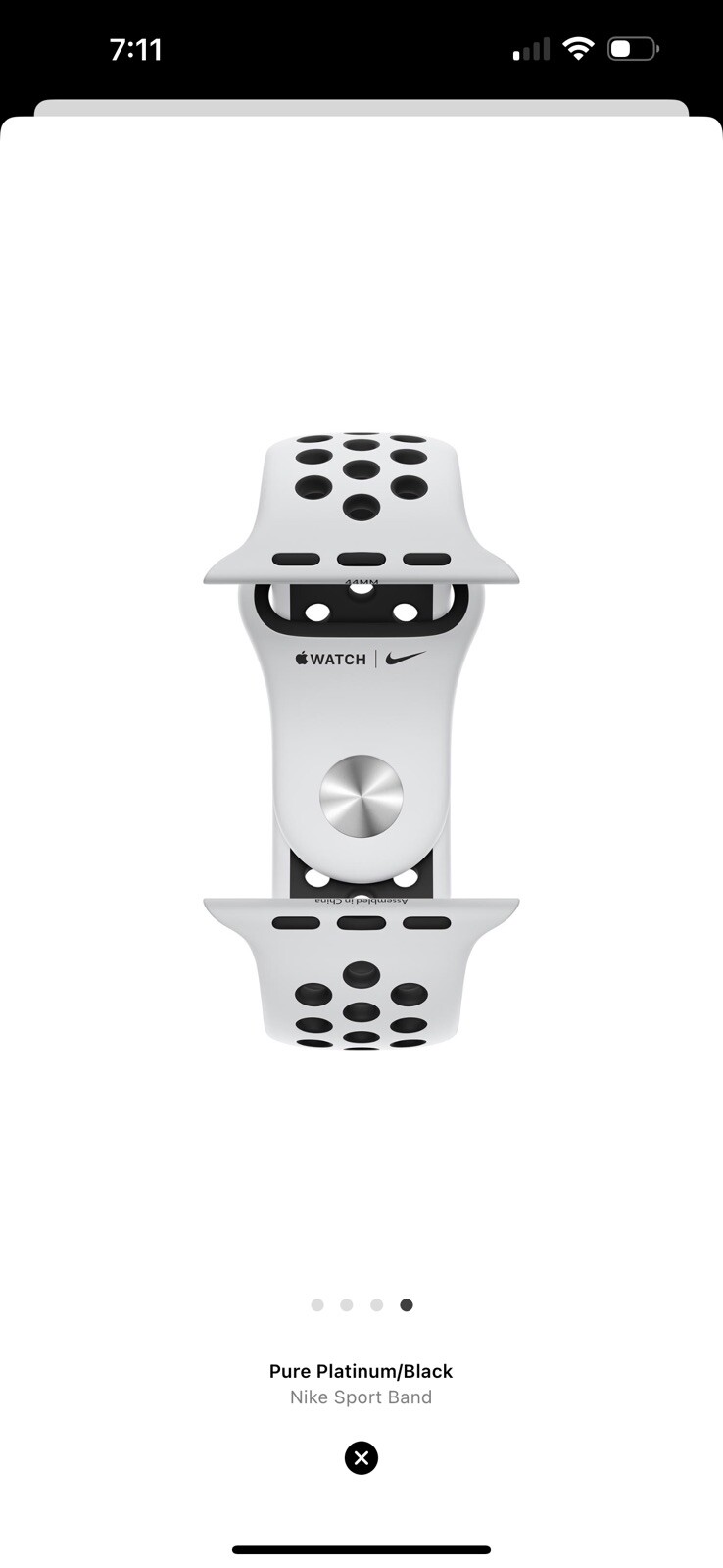 Apple Watch Nike Sport Band 44mm (42/45/46/49) OEM Pure Platinum Blk M/L *B*