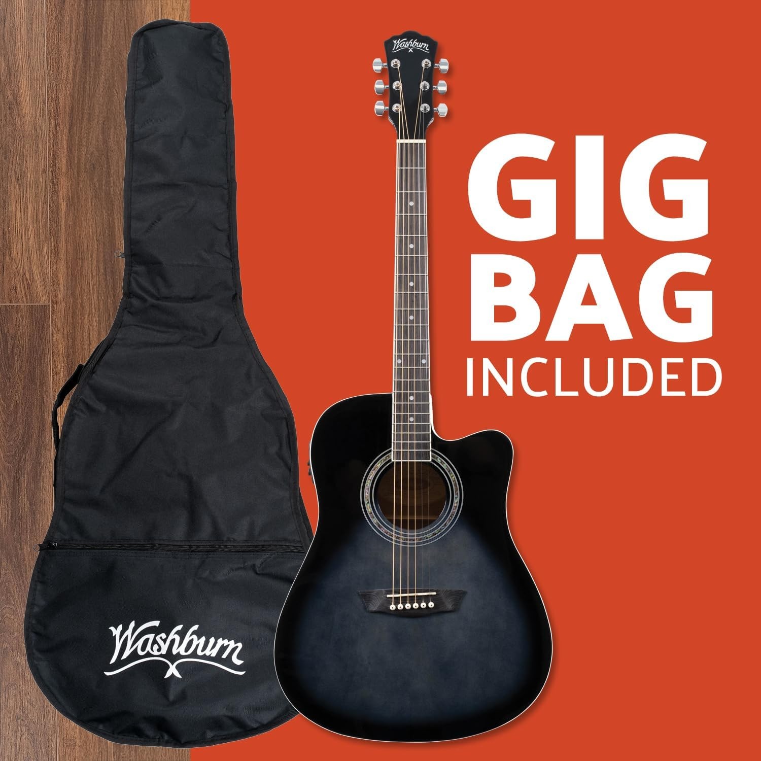 Washburn WA90CE Acoustic-Electric Guitar Kit – Dreadnought Cutaway, Built-In