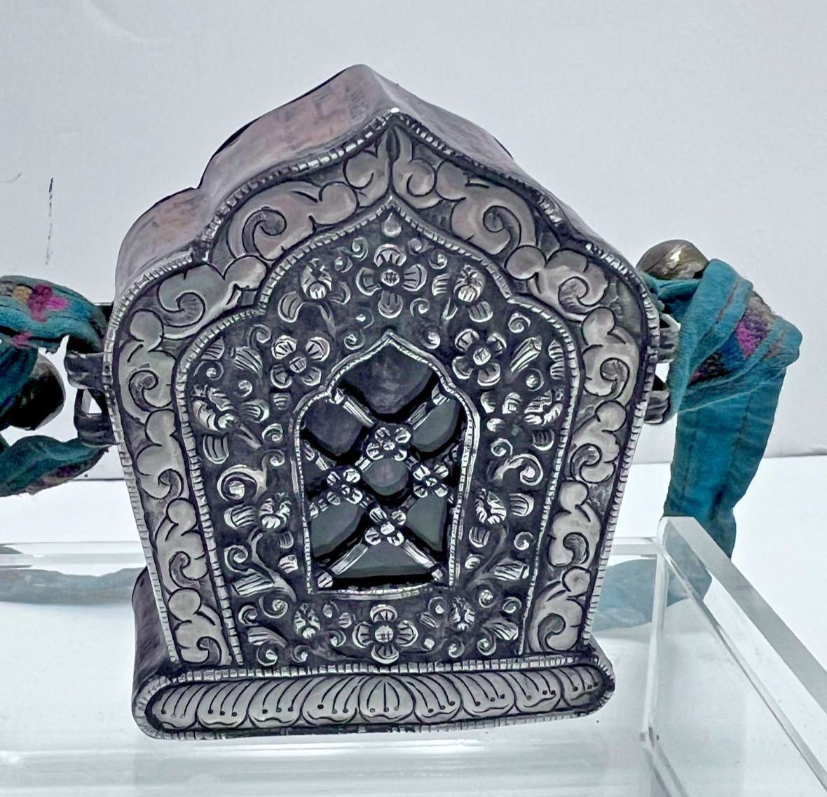 Early 20th Century Large Antique Tibetan Ghau Prayer Box with Three Buddha