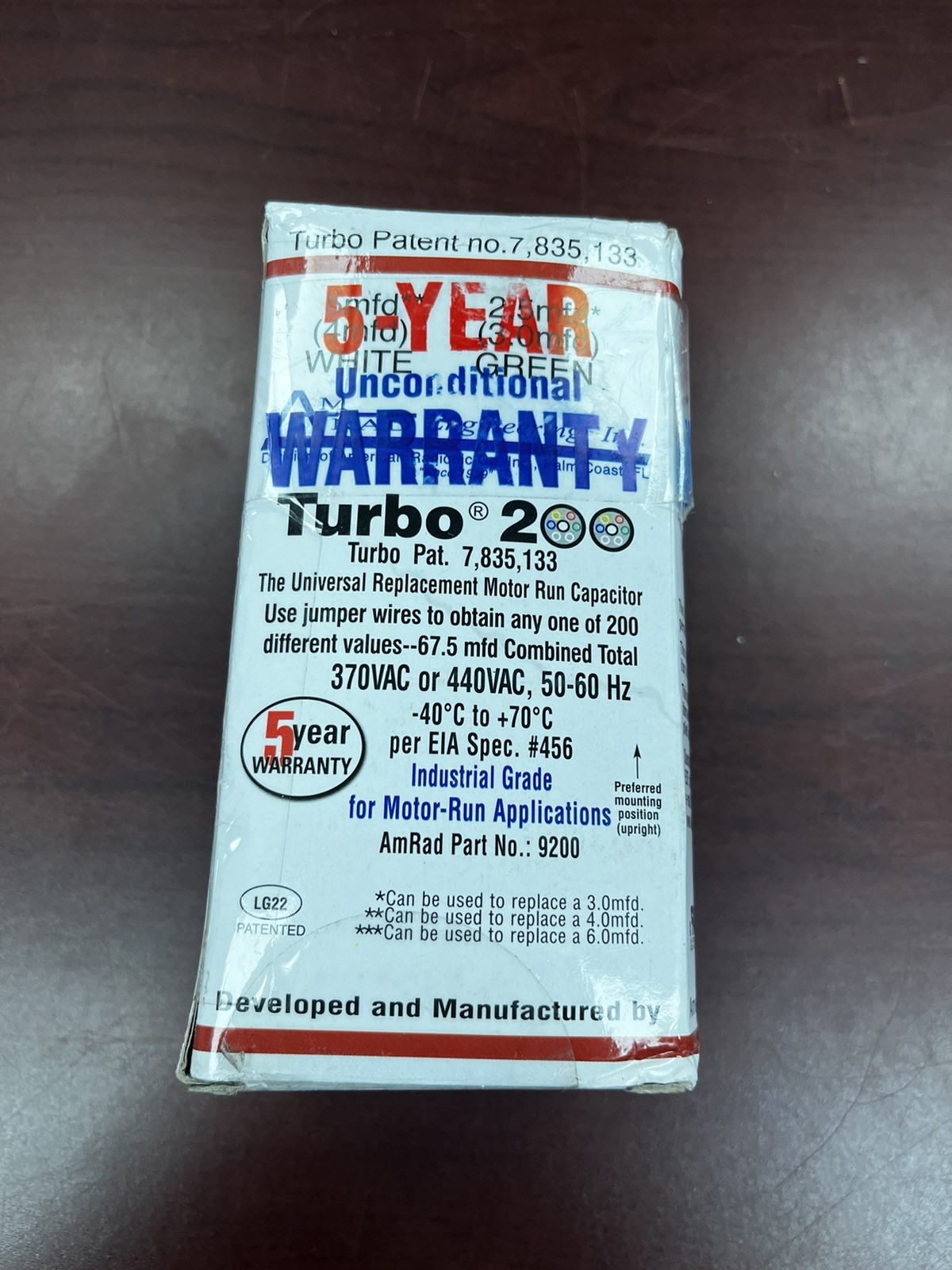 AmRad Turbo 200X Universal Motor-Run AC Capacitor 440/370 VAC 50/60 HZ