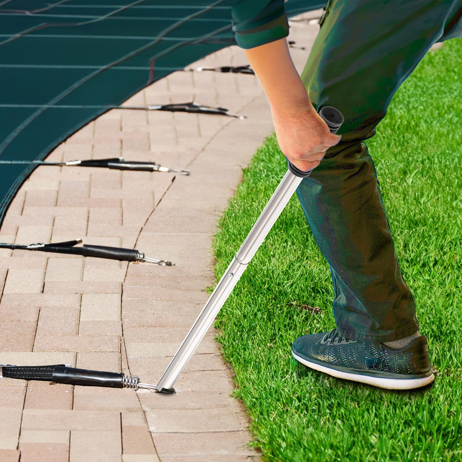 Pool Cover Tool, 26-1/2 Inch Long Pool Cover Anchor Removal Rod, Swimming Poo...