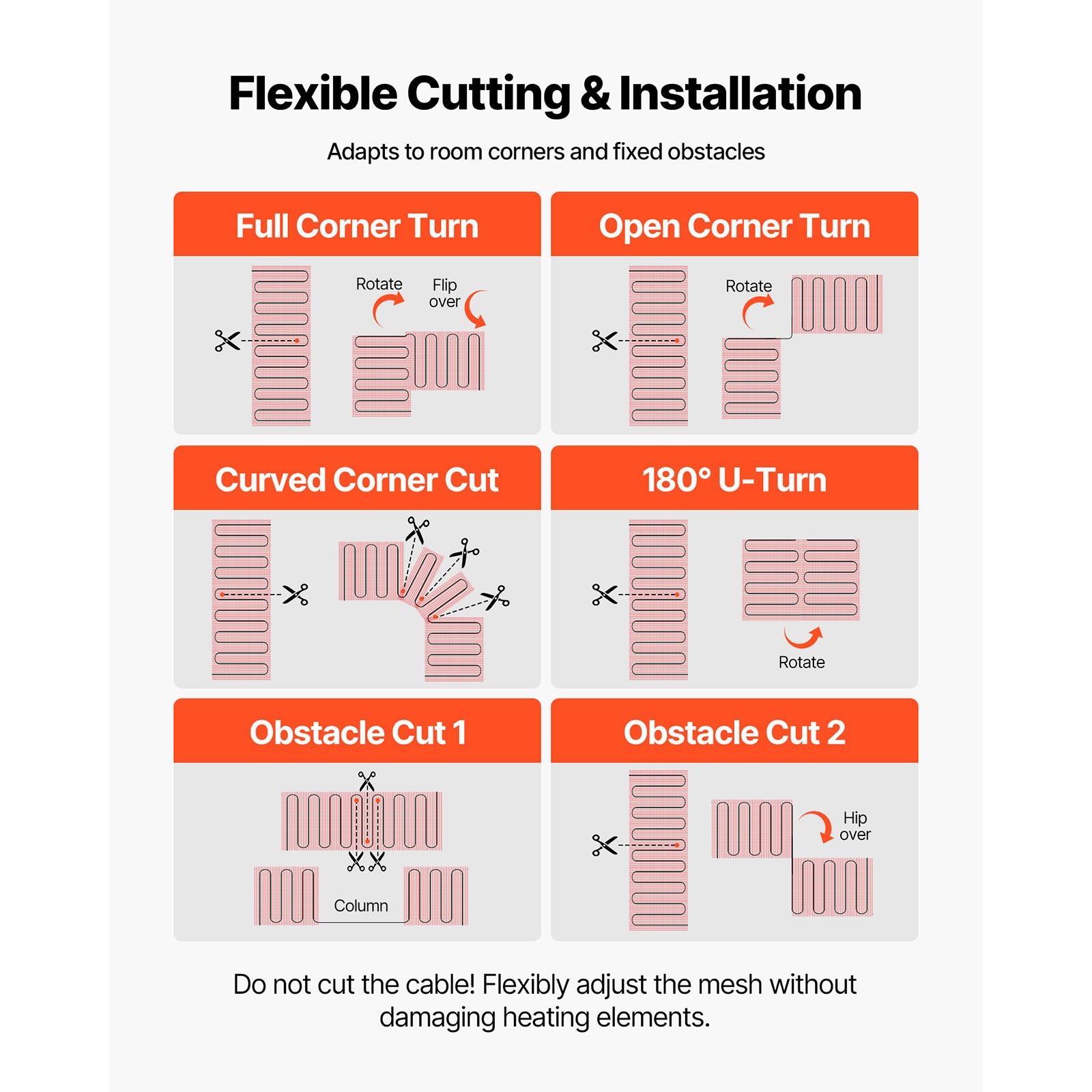 50 sqft Self-Adhesive Mesh Floor Heating Mat 120V Electric Radiant System