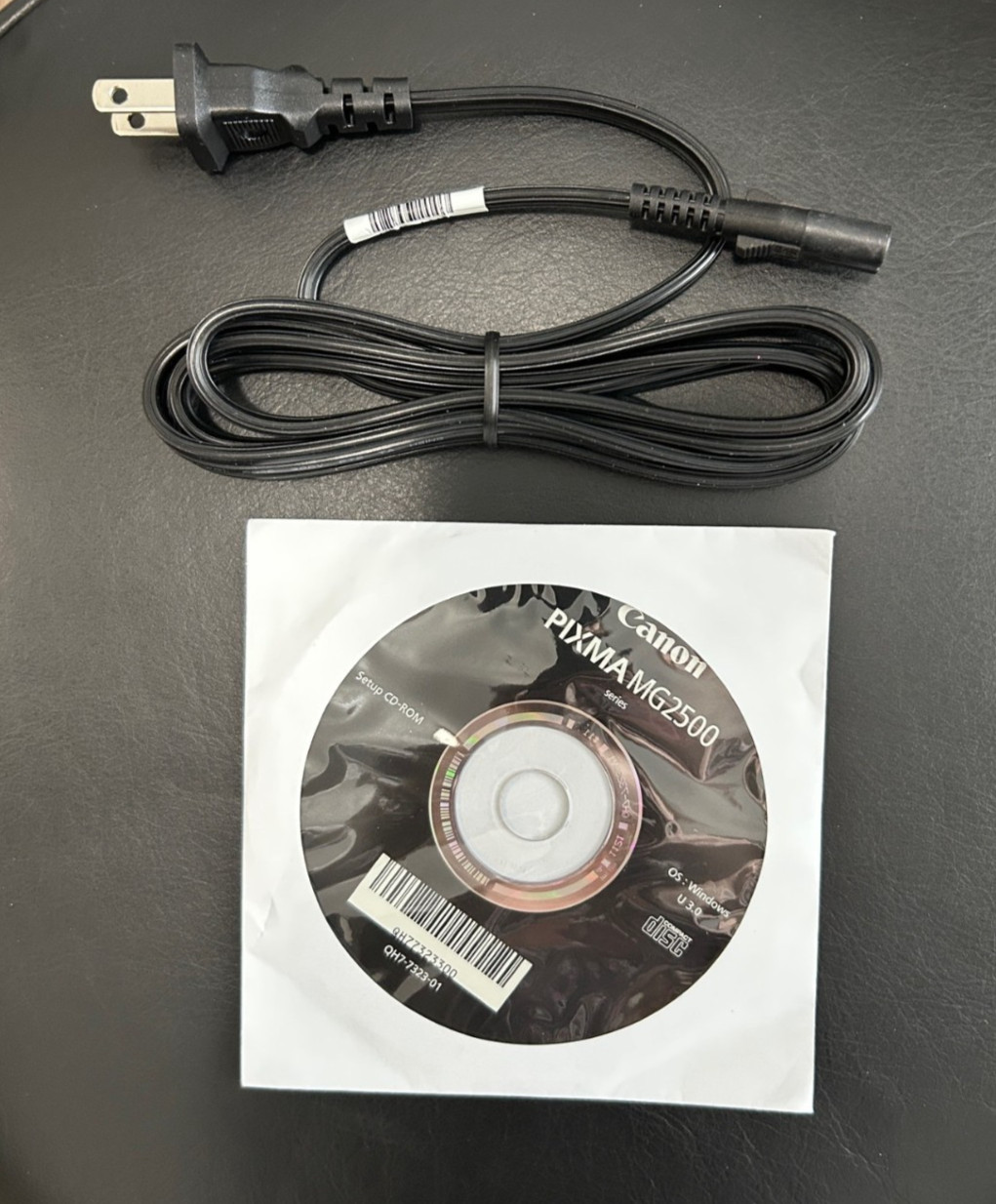 CANON Pixma MG2500 Printer Driver Setup CD-ROM Disc and Power Cord