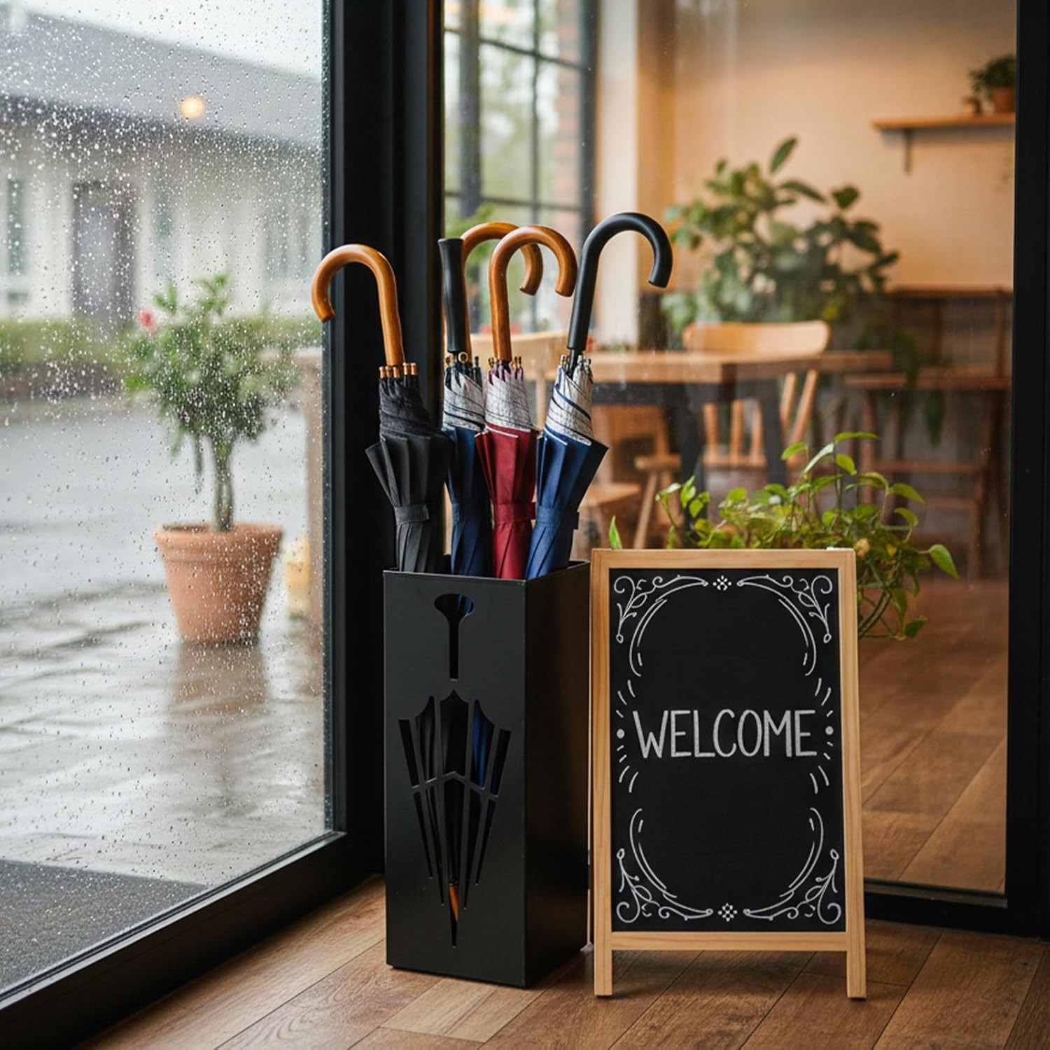 Square Metal Umbrella Stands, Umbrella Holder Rack for Entryway, Canes Walking S