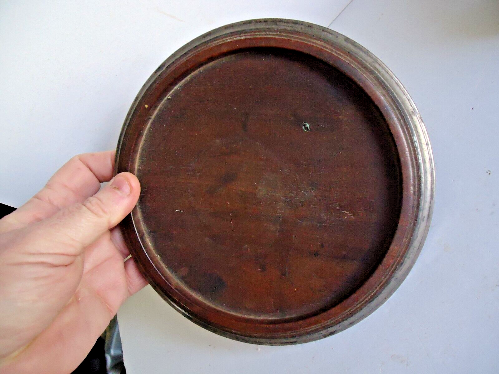 Antique Chinese or Japanese 2 pc Wood & Silver Incense Burner Censer 1800s