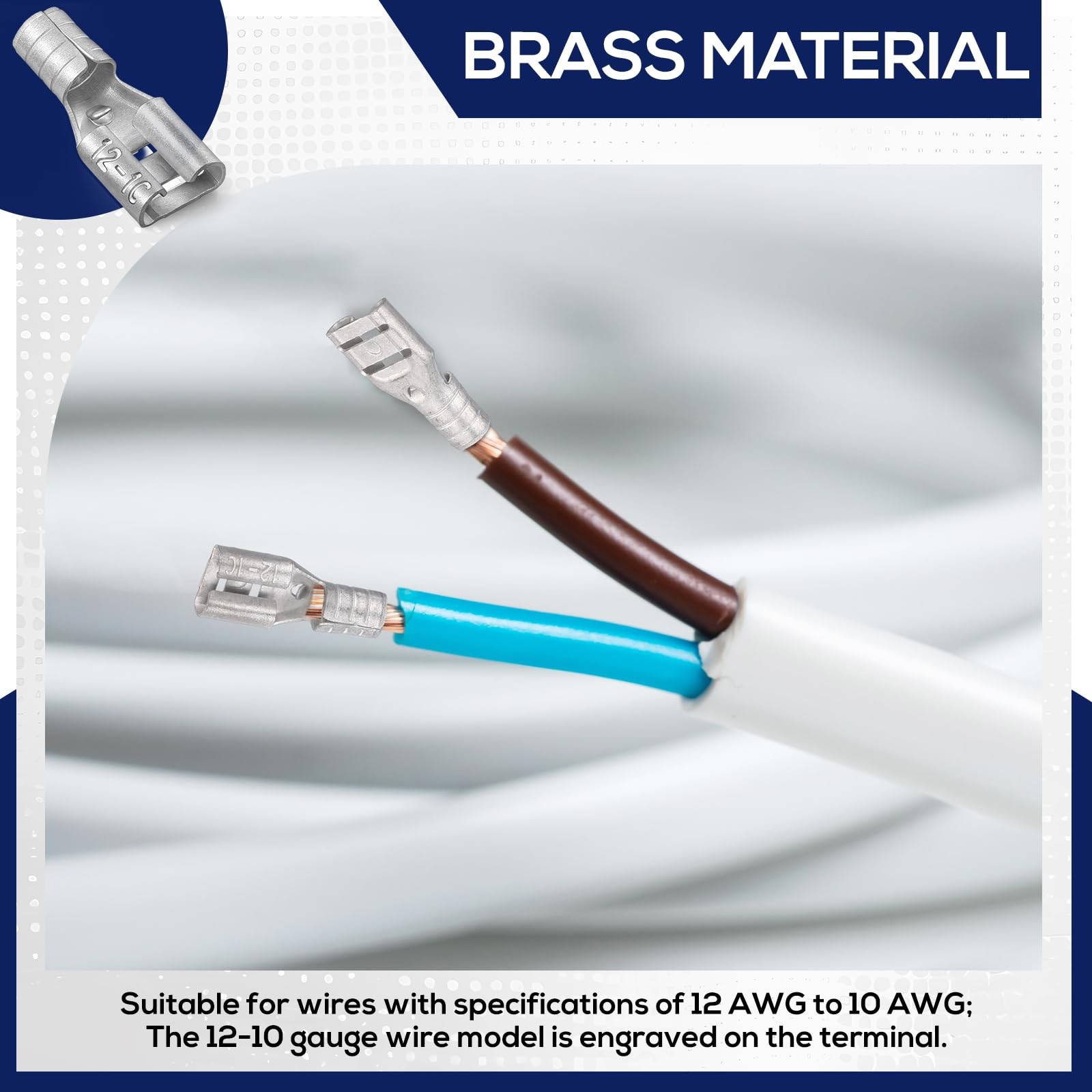 50 Pcs High Temperature Female Non Insulated Spade Connectors, 12-10 Gauge Quick