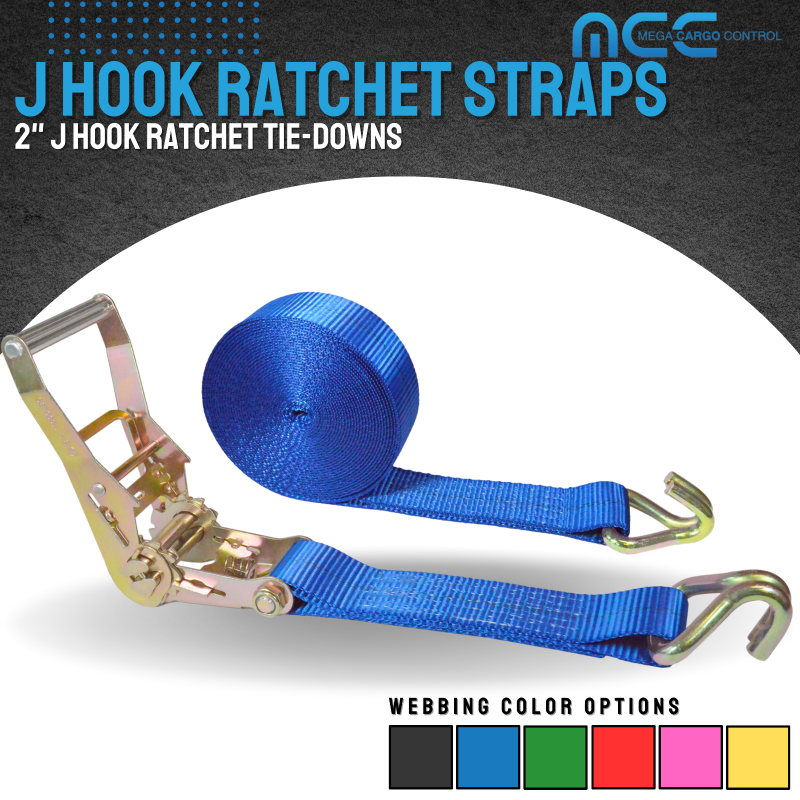 USA Heavy Duty 2" x 40' 50' 60' Ratchet Strap J Hook Flatbed Truck Farm Tie Down