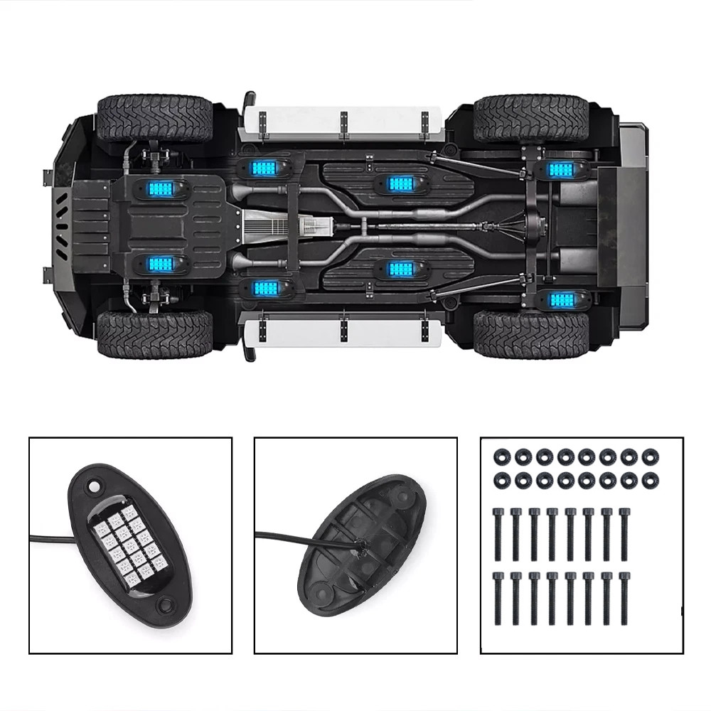 RGB LED Rock Lights 8Pods Offroad Music Wireless Bluetooth Underglow Neon Lights