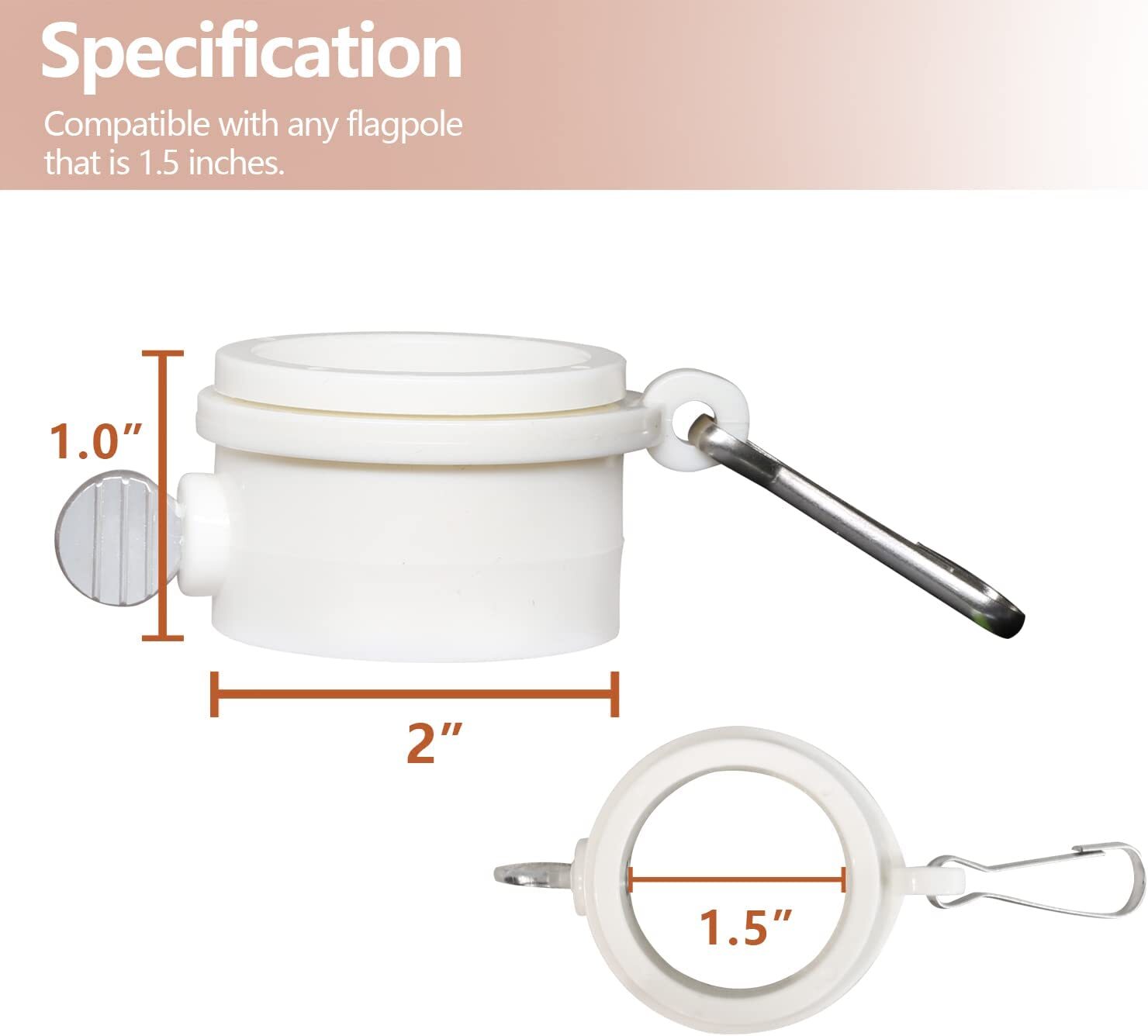 Anley 2 Pcs 1.5" Plastic Flag Pole Mounting Rings Set Anti Wrap Rotatable Rings