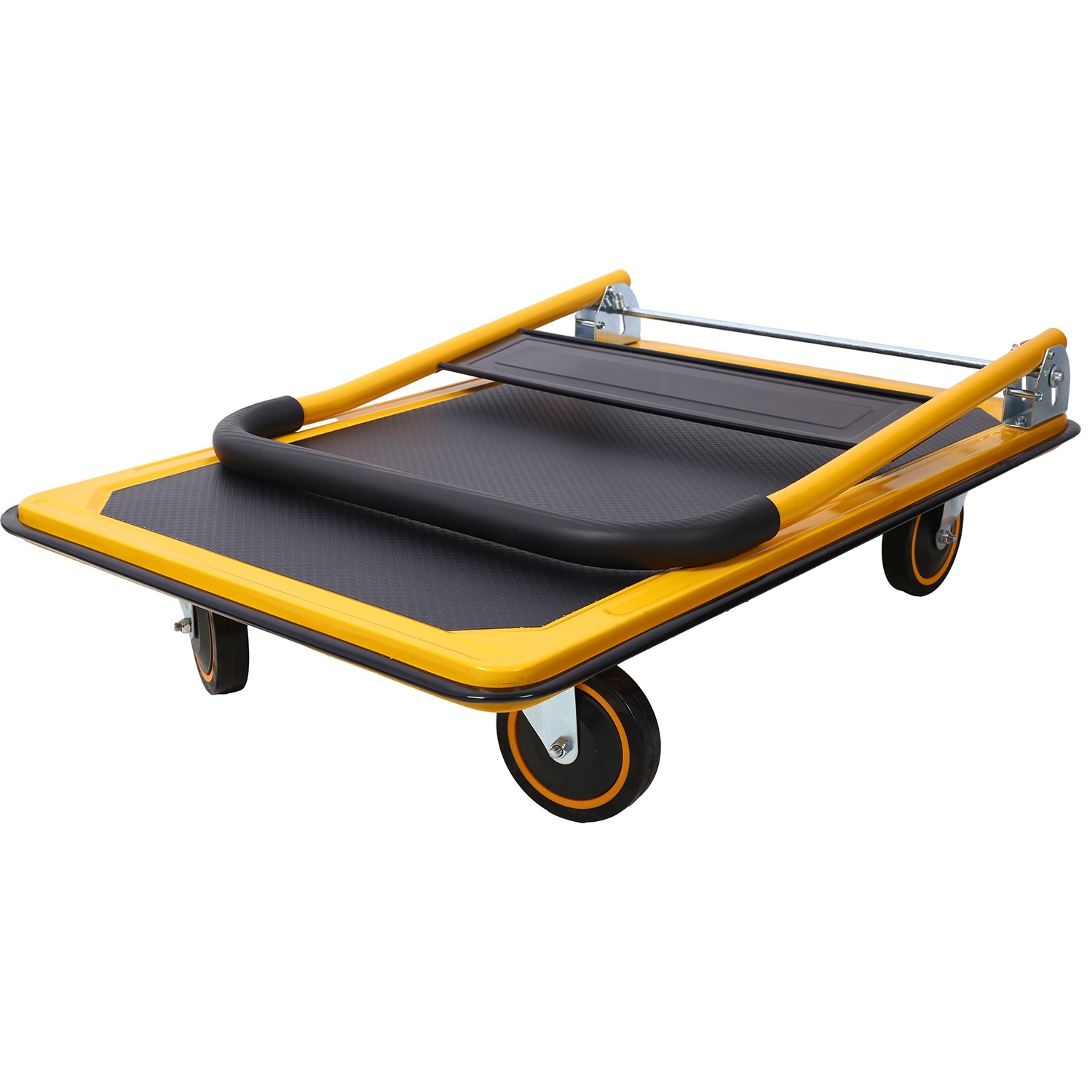 Foldable Platform Truck Push Dolly 330 lb. Weight Capacity Black and Yellow