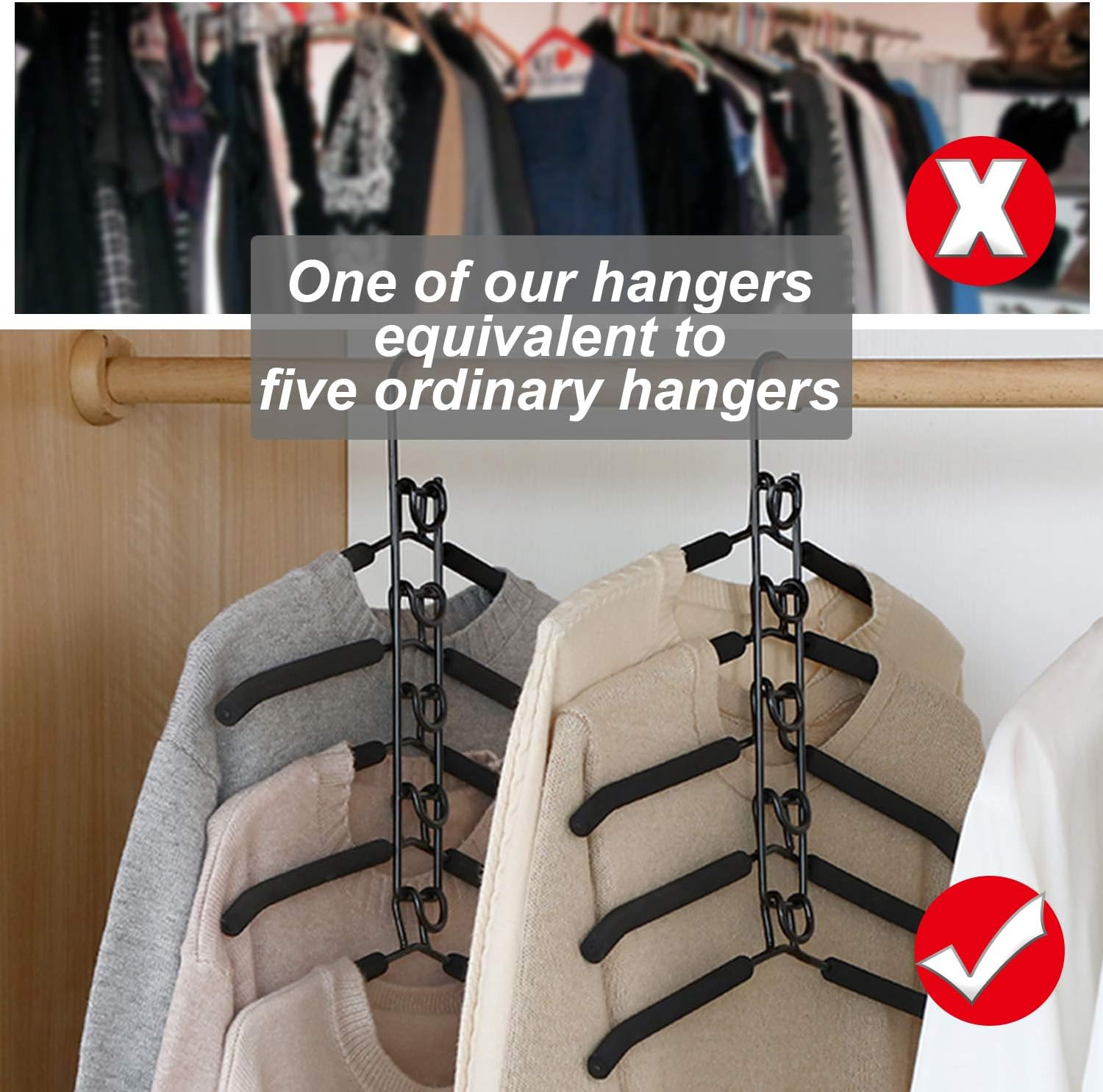 Multi Layer Clothes Hangers 5in1 Sweater Shirt Hanger Pack of 4 for Shirts Space