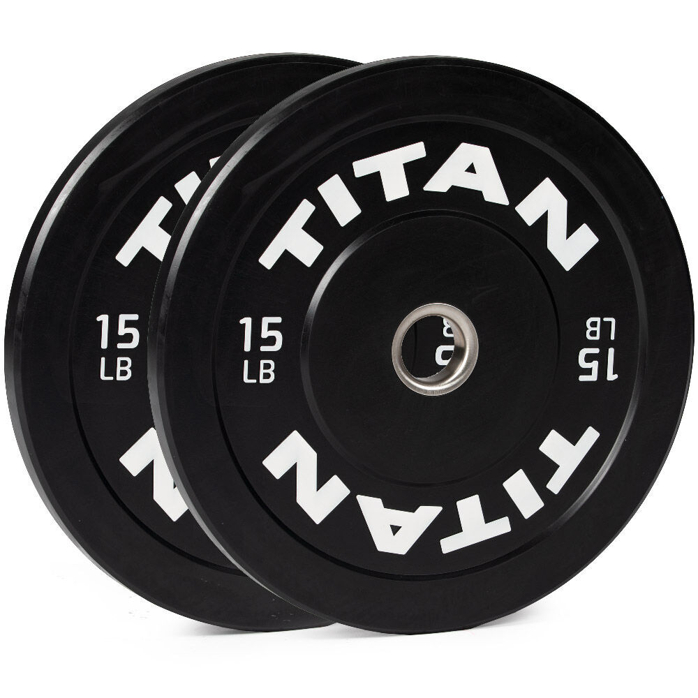 Titan Fitness 15 LB Economy Olympic Bumper Plates, Sold as a Pair
