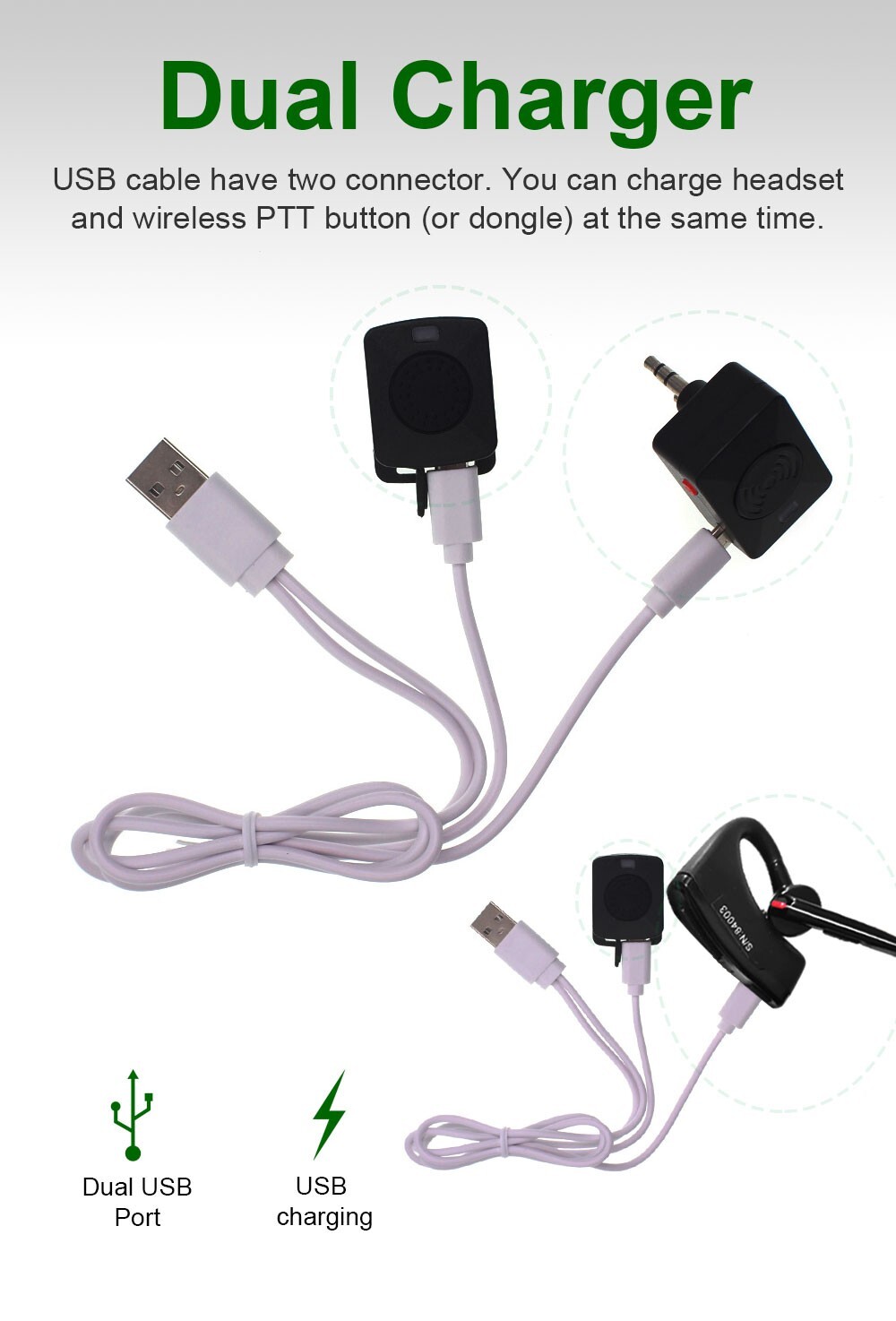 Wireless Hands-free PTT Bluetooth Earphone K1 Plug For UV-82 UV-5R Walkie talkie