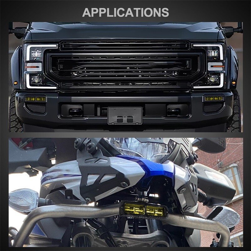 2X 6inch Yellow Amber LED Driving Work Lights Bar Spot Pods Fog Lamp Offroad SUV