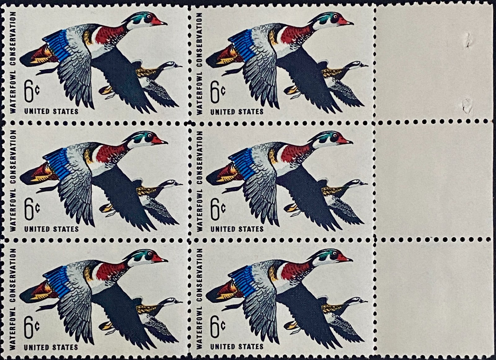 US 1362: Waterfowl Conservation 1968, Block of 6, Mint NH OG, FREE Shipping!