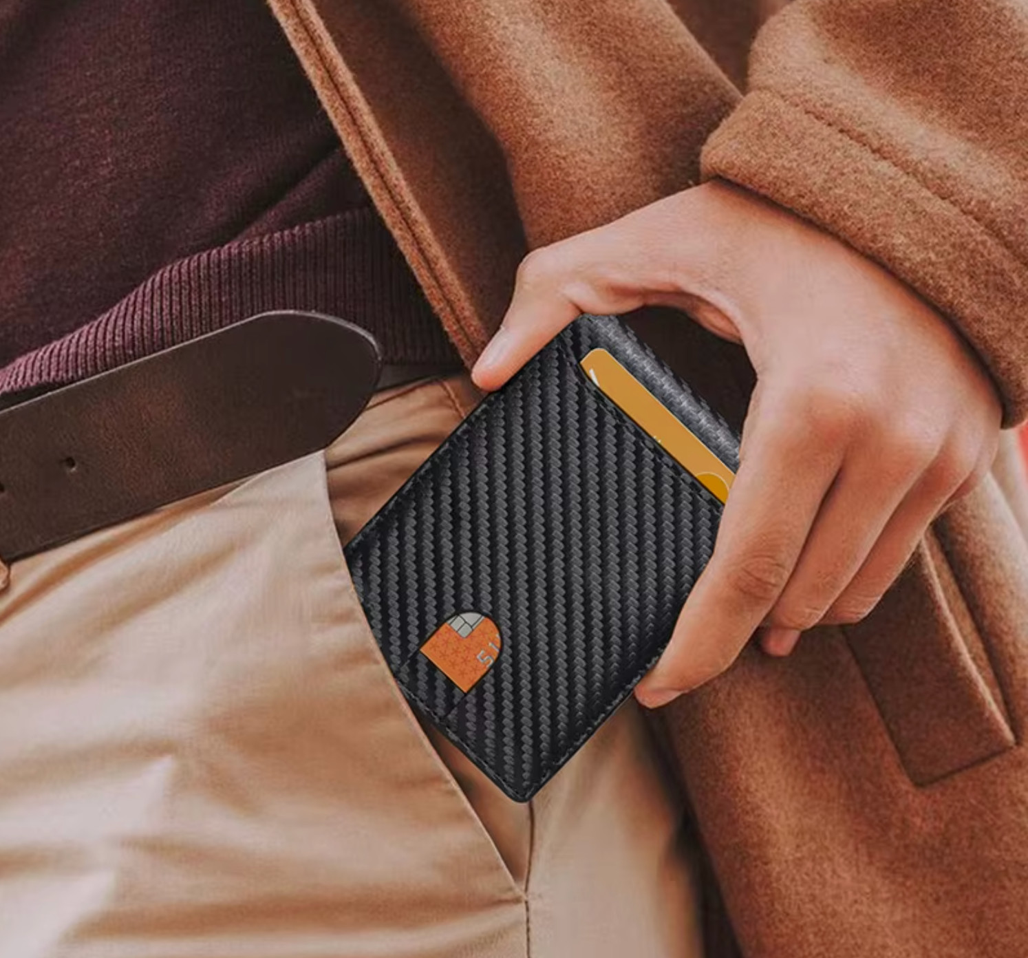 Slim Leather Wallet for Men W/ 11 Card Slots RFID Blocking Bifold Minimalist