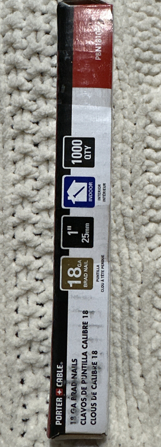 PORTER-CABLE PBN18100-1 - 25mm / 1-Inch 18 Gauge Brad Nails, 1000-Pack