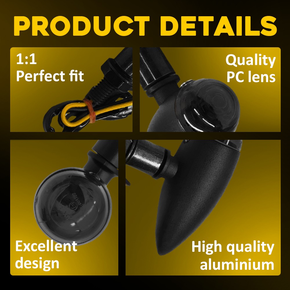 Bullet Amber Turn Motorcycle Black Signals Blinker Lights For Harley Sportster