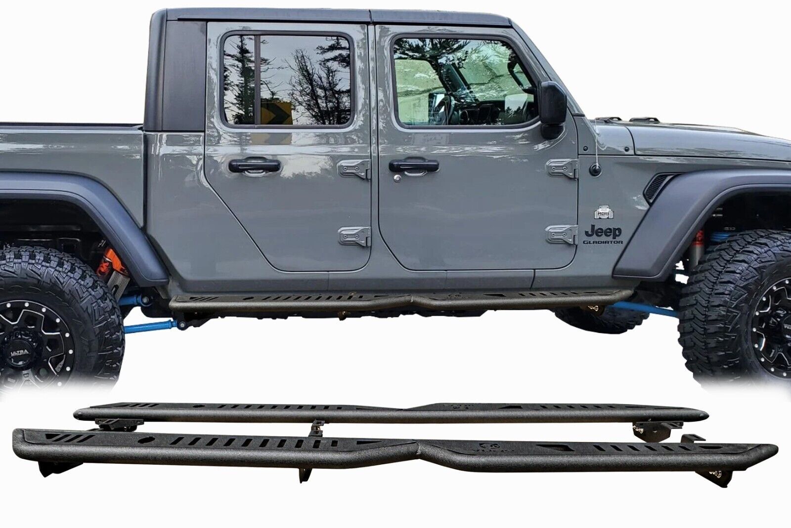 MST Black Running Boards/Nerf Bar/Side Step For20-24 Jeep Gladiator JT 4 Doors