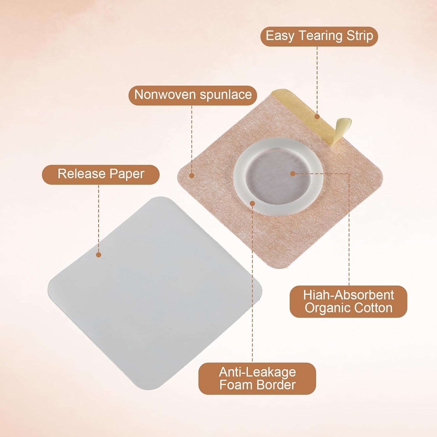 100PCS Castor Oil Patches Castor Oil Pack Wrap Disposable Self-Adhesive Organic